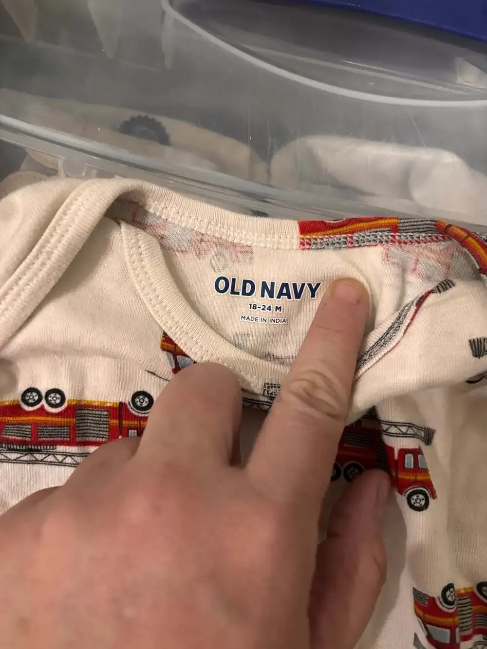 Old Navy Baby Long Sleeve Fire Truck Print Bodysuit